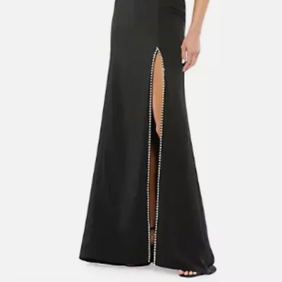 MAC DUGGAL SWEETHEART NECK TRUMPET BLACK EMBELLISHED FRONT THIGH SLIT DRESS 10 - Picture 2 of 6
